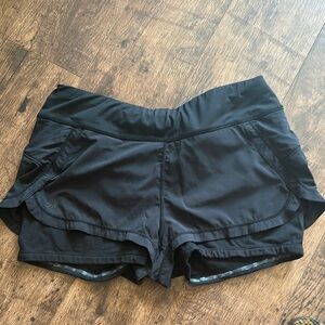 Athleta Black Athletic Shorts Lightweight Double-Layer Design